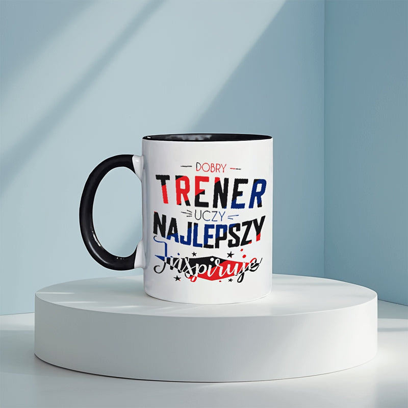 Tailorly Black Accent 11 oz Mug - 1pc dobry trainer mug elegant ceramic cup for hot cold beverages ideal for restaurant reusable perfect gift for