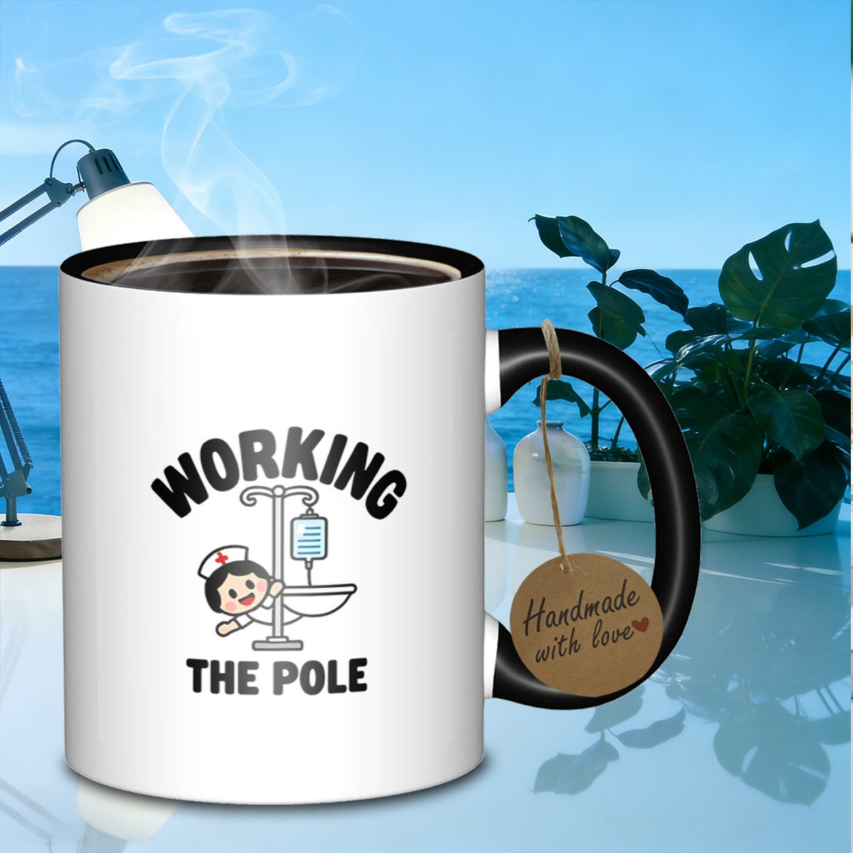 Tailorly Black Accent 11 oz Mug - working the pole
