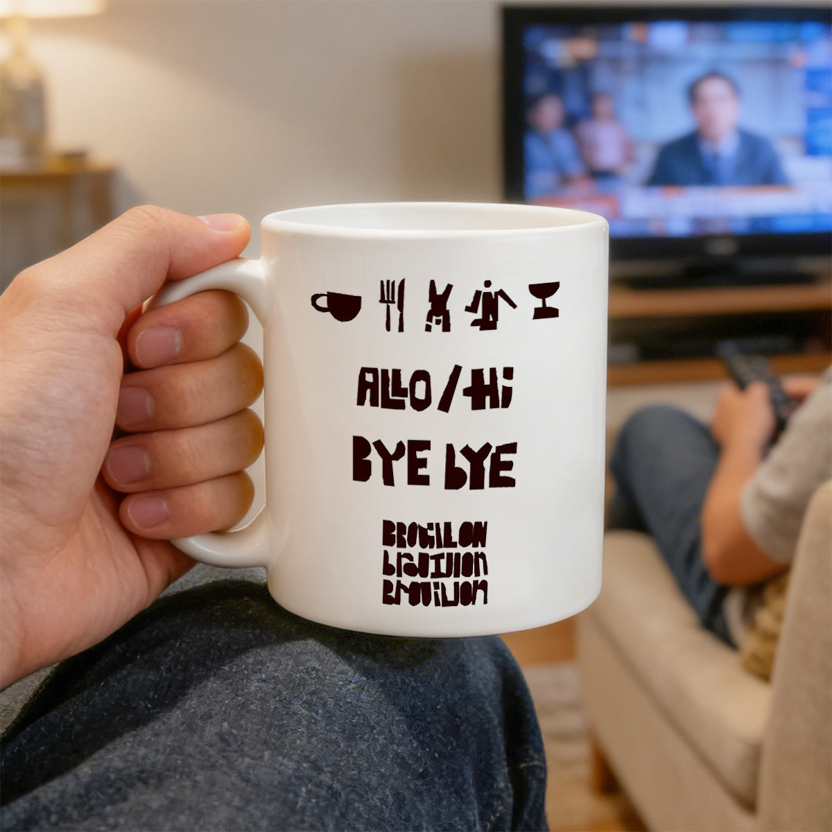 Tailorly White Ceramic 11 oz Mug - allo bye