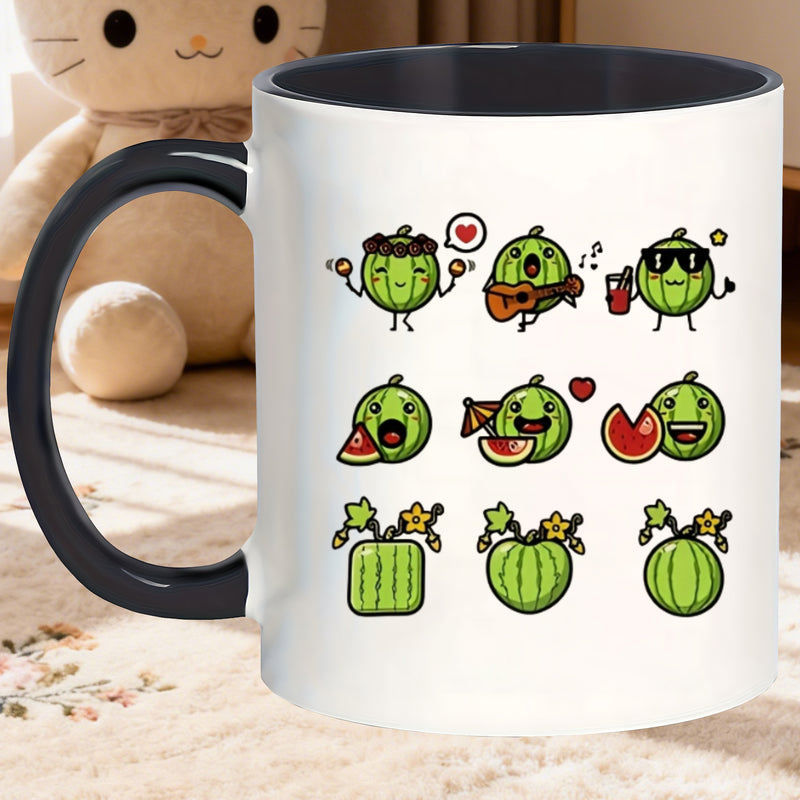 Tailorly Black Accent 11 oz Mug - cute watermelon cartoon