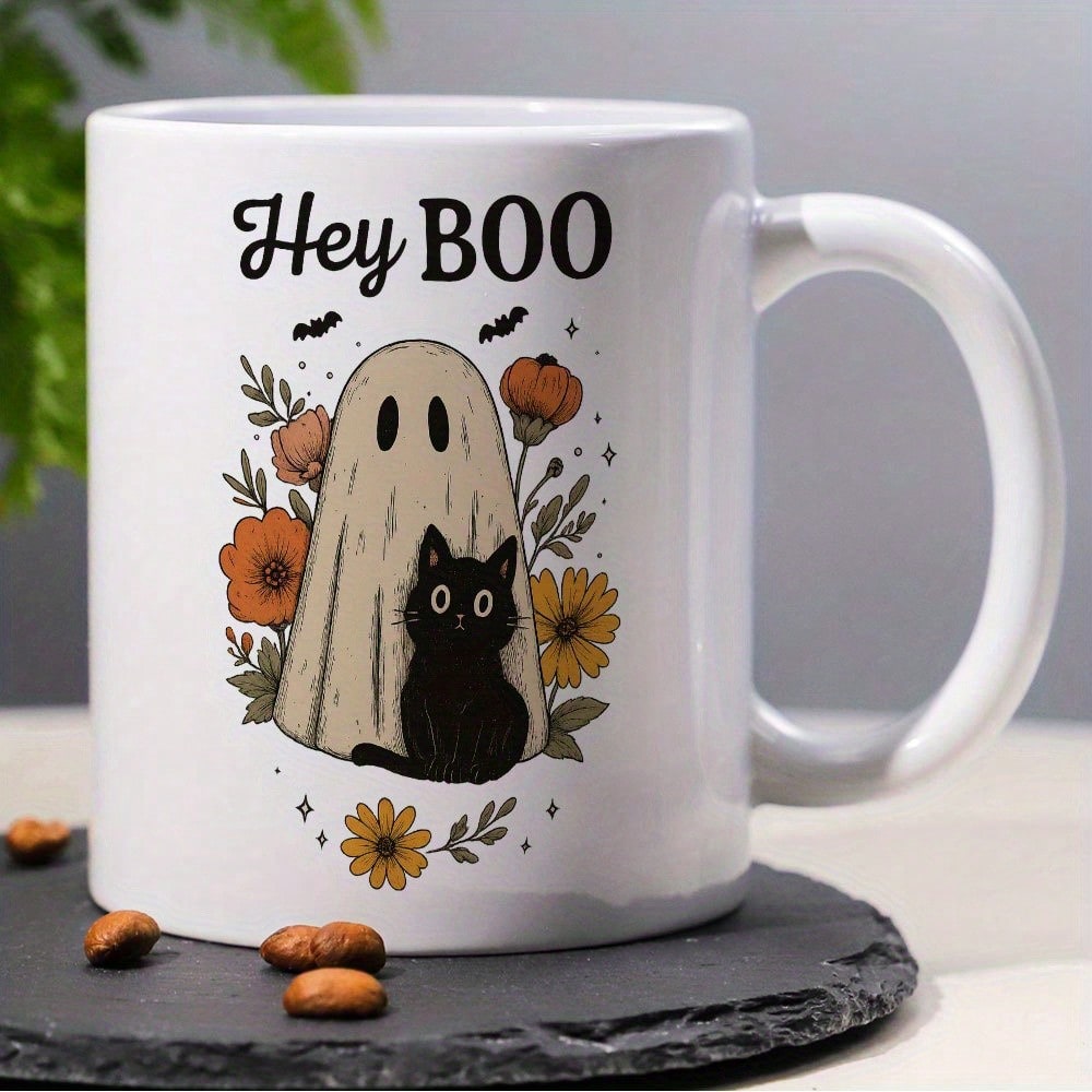 Tailorly White Ceramic 11 oz Mug - spooky halloween decor