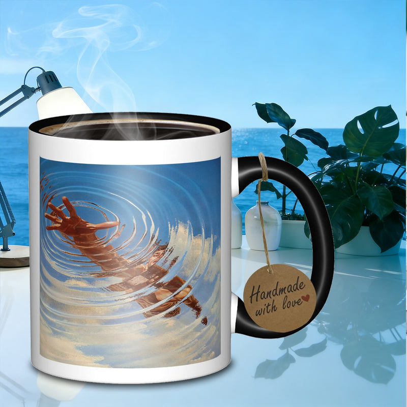 Tailorly Black Accent 11 oz Mug - falling for man ripple effectsophisticated mug for galaxy tumbler suitable for daily work outdoor trips travel and