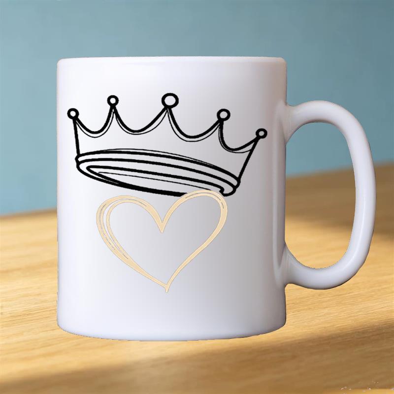 Tailorly White Ceramic 11 oz Mug - heart print