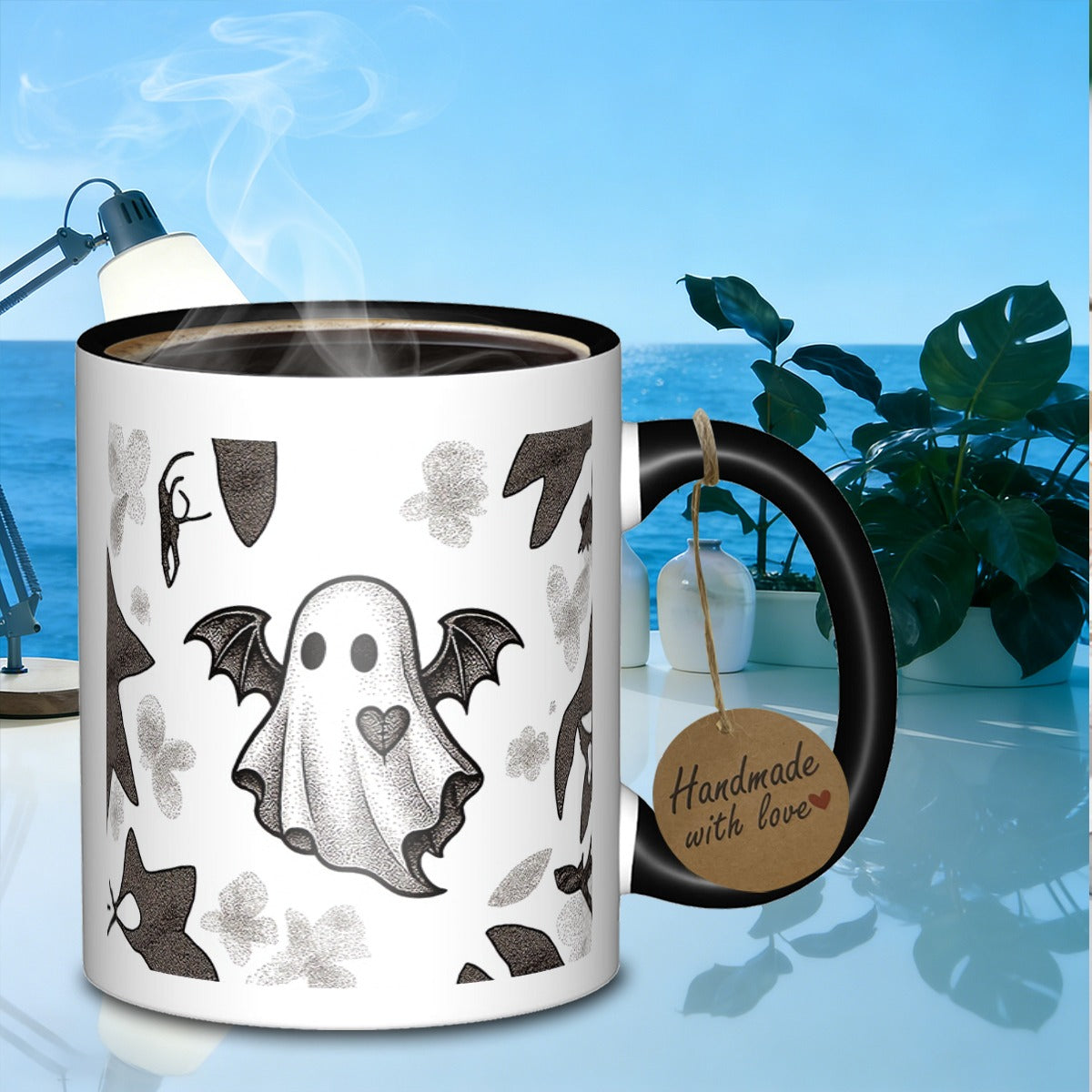 Tailorly Black Accent 11 oz Mug - winged ghost