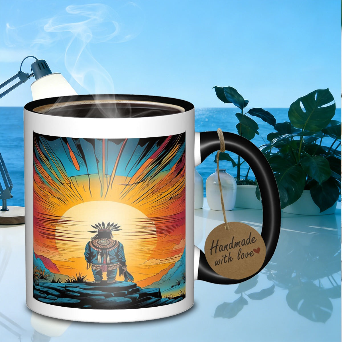 Tailorly Black Accent 11 oz Mug - local american sunrise viewlong utility mug galaxy tumbler suitable for daily work outdoor trips travel and used as