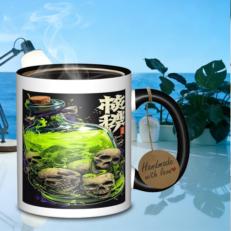Tailorly Black Accent 11 oz Mug - toxic liquid skull engineers design