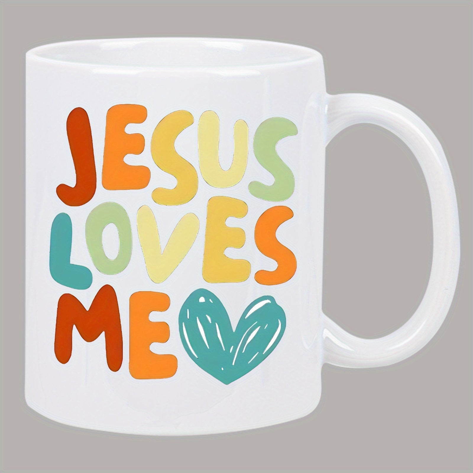 Tailorly White Ceramic 11 oz Mug - Jesus and heart symbol