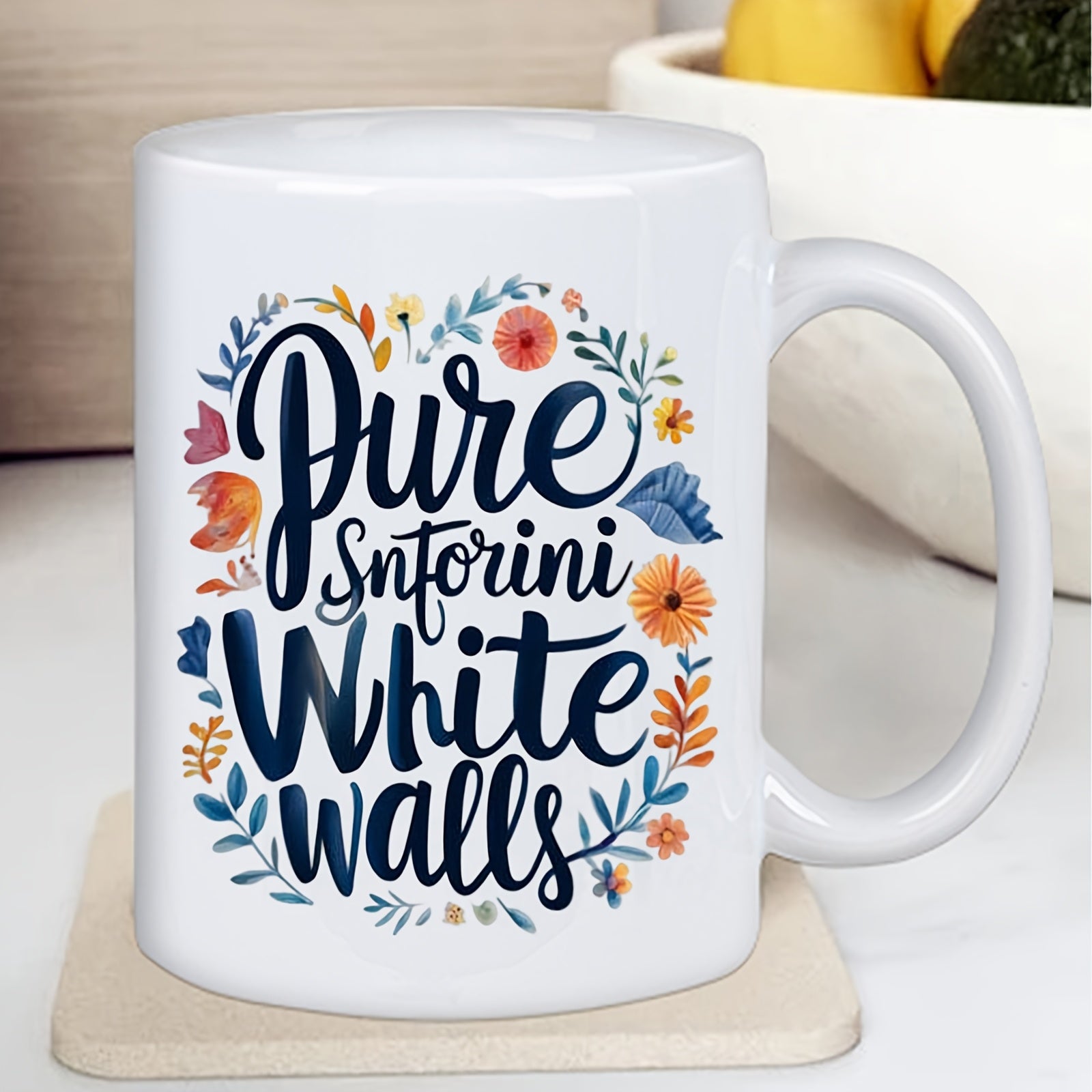 Tailorly White Ceramic 11 oz Mug - 1pc office home or golf a fashionable and fun daily ceramic mug with pattern printing it can only be washed an