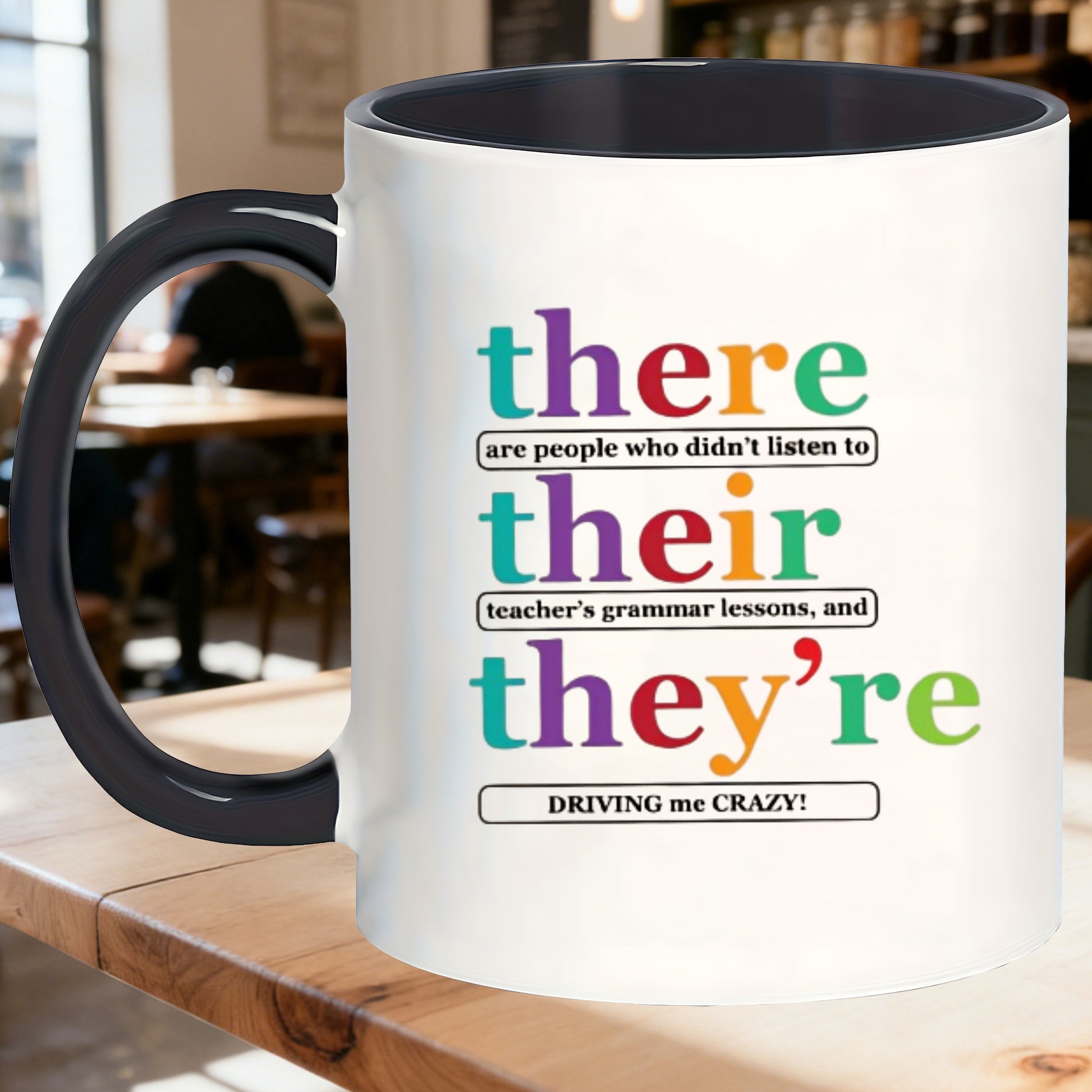 Tailorly Black Accent 11 oz Mug - durable for hot cold drinks teacher mugs coffee mugs are perfect gifts for friends anniversary