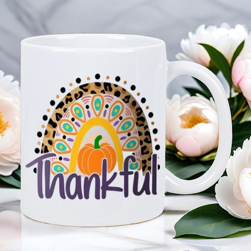 Tailorly White Ceramic 11 oz Mug - pumpkin design