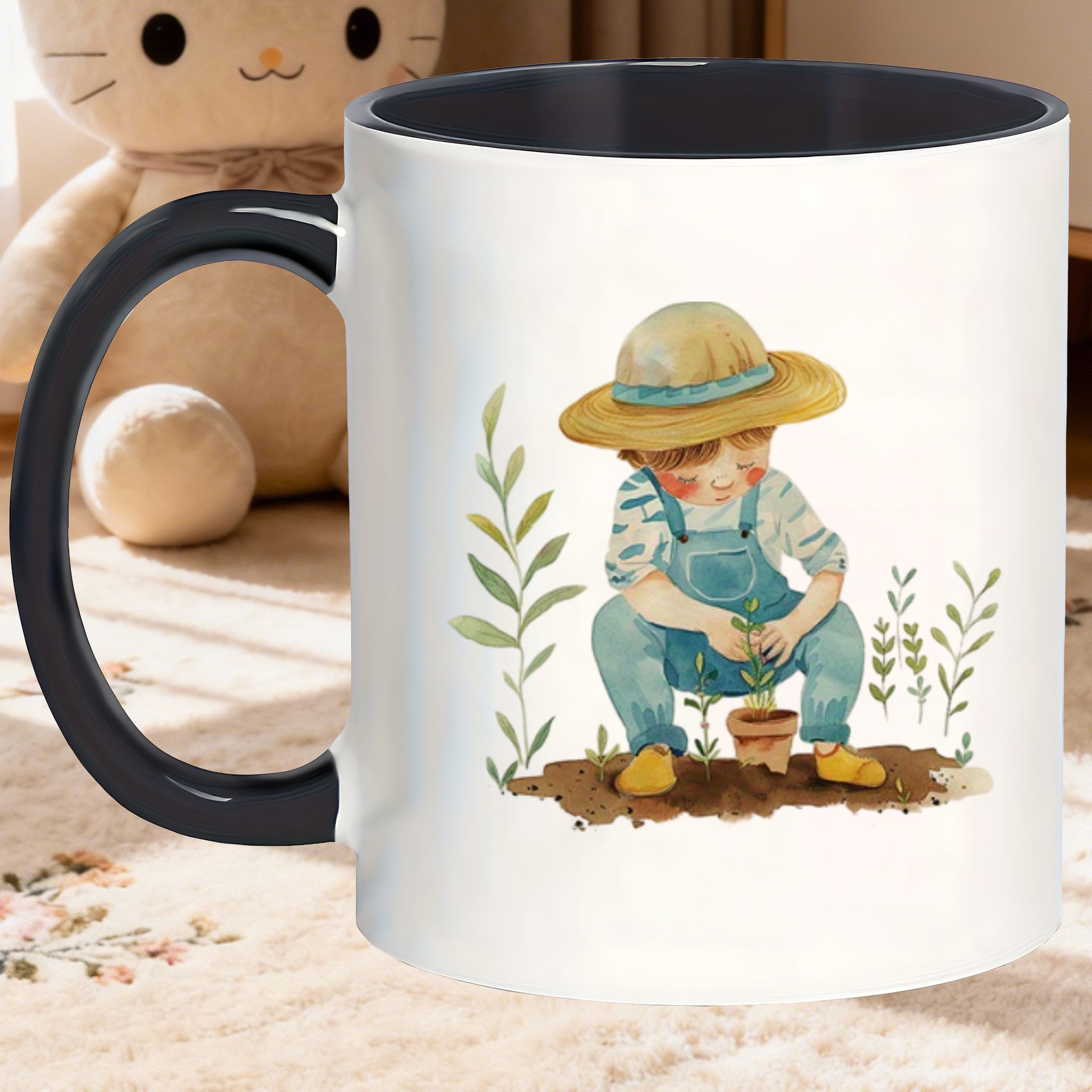 Tailorly Black Accent 11 oz Mug - coffee mugs featuring of planting
