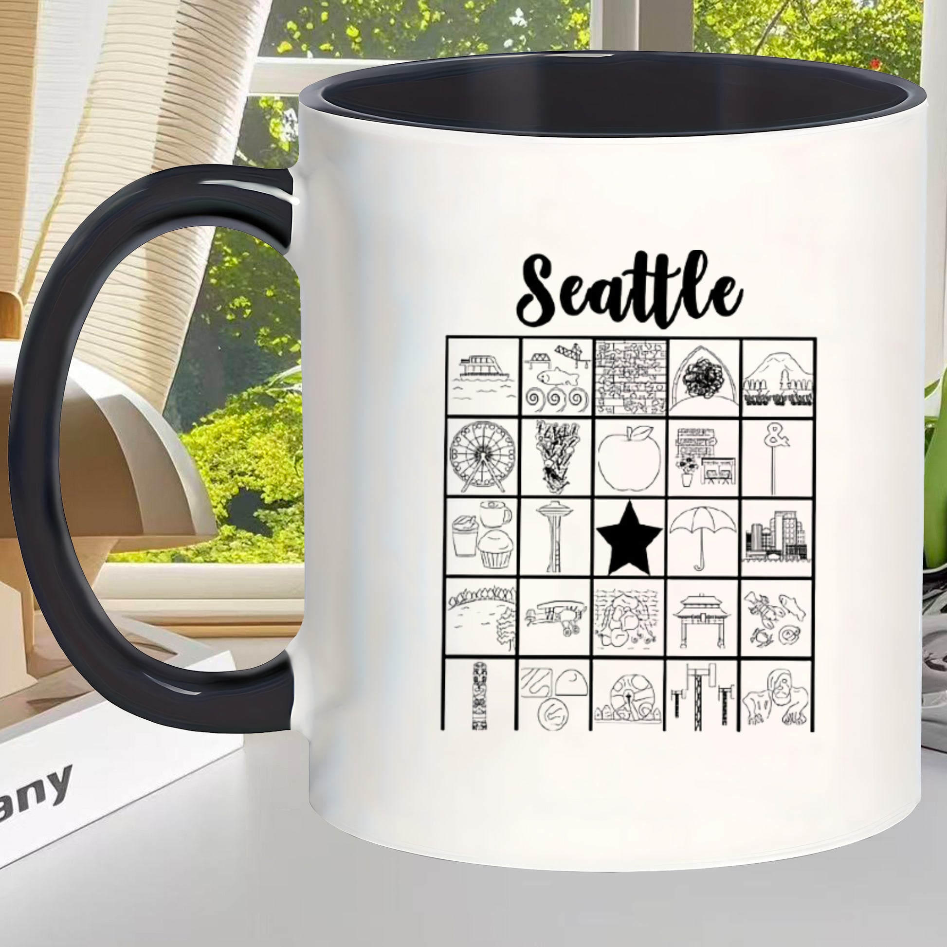 Tailorly Black Accent 11 oz Mug - Seattle themed Christmas decorations