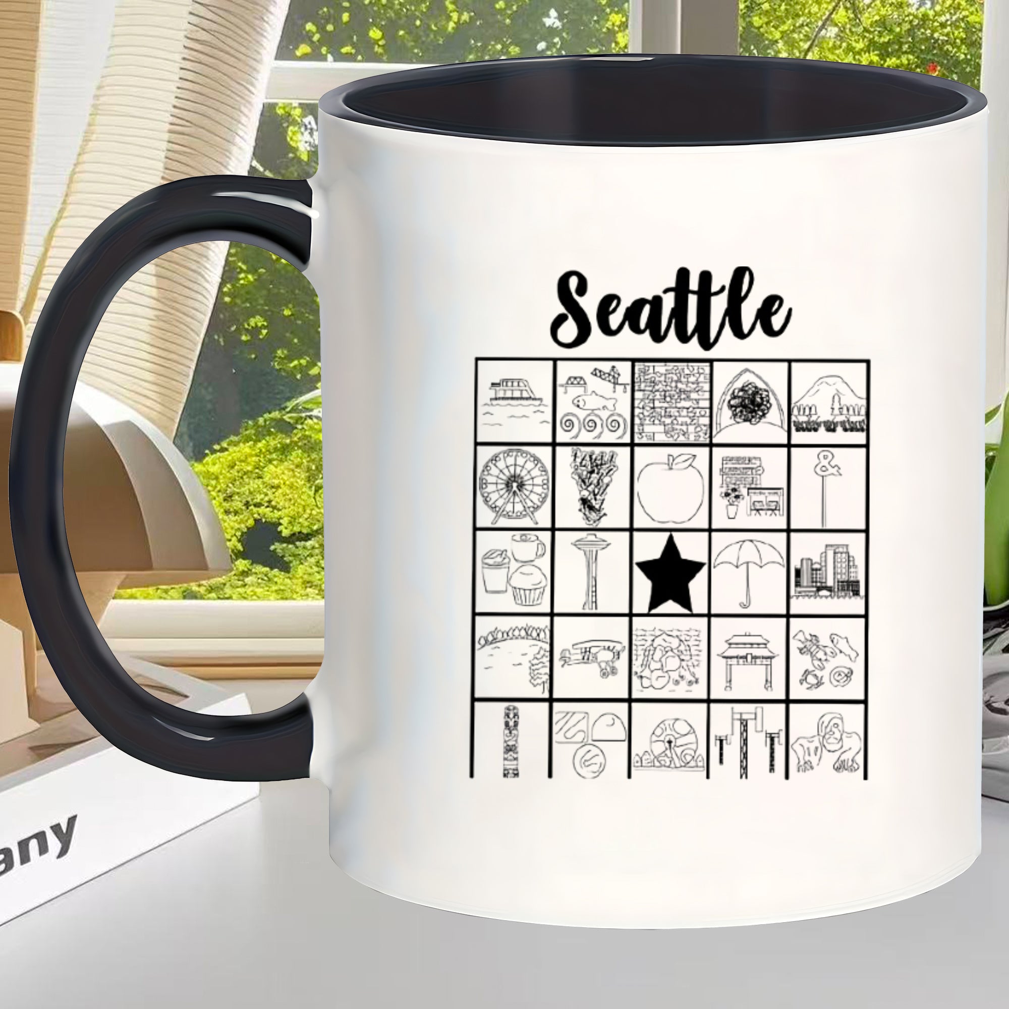 Tailorly Black Accent 11 oz Mug - Seattle themed Christmas decorations
