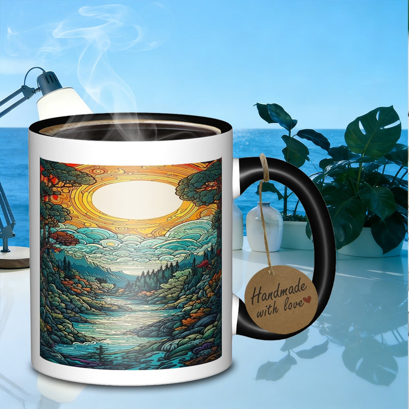 Tailorly Black Accent 11 oz Mug - nature vista everyday