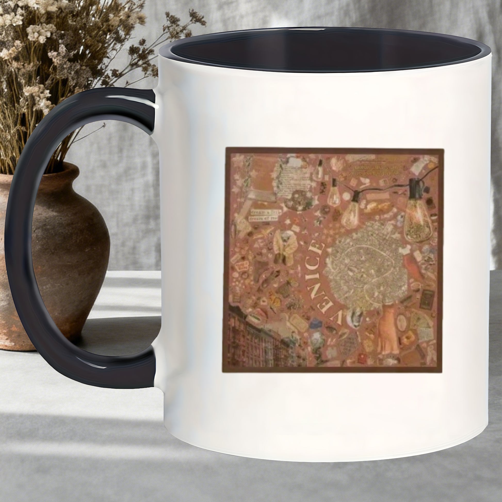 Tailorly Black Accent 11 oz Mug - versatile cold hot drink venice b mugs fits meeting breakfast smoothies bookstore tea_ca1a04f8edb84fb0a2de748a614b1785
