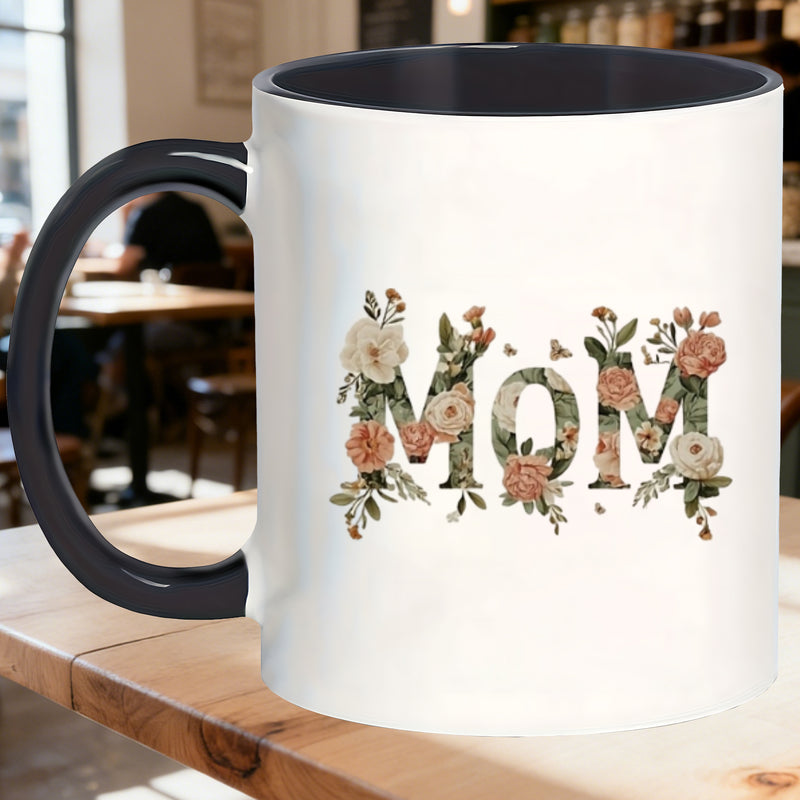 Tailorly Black Accent 11 oz Mug - floral