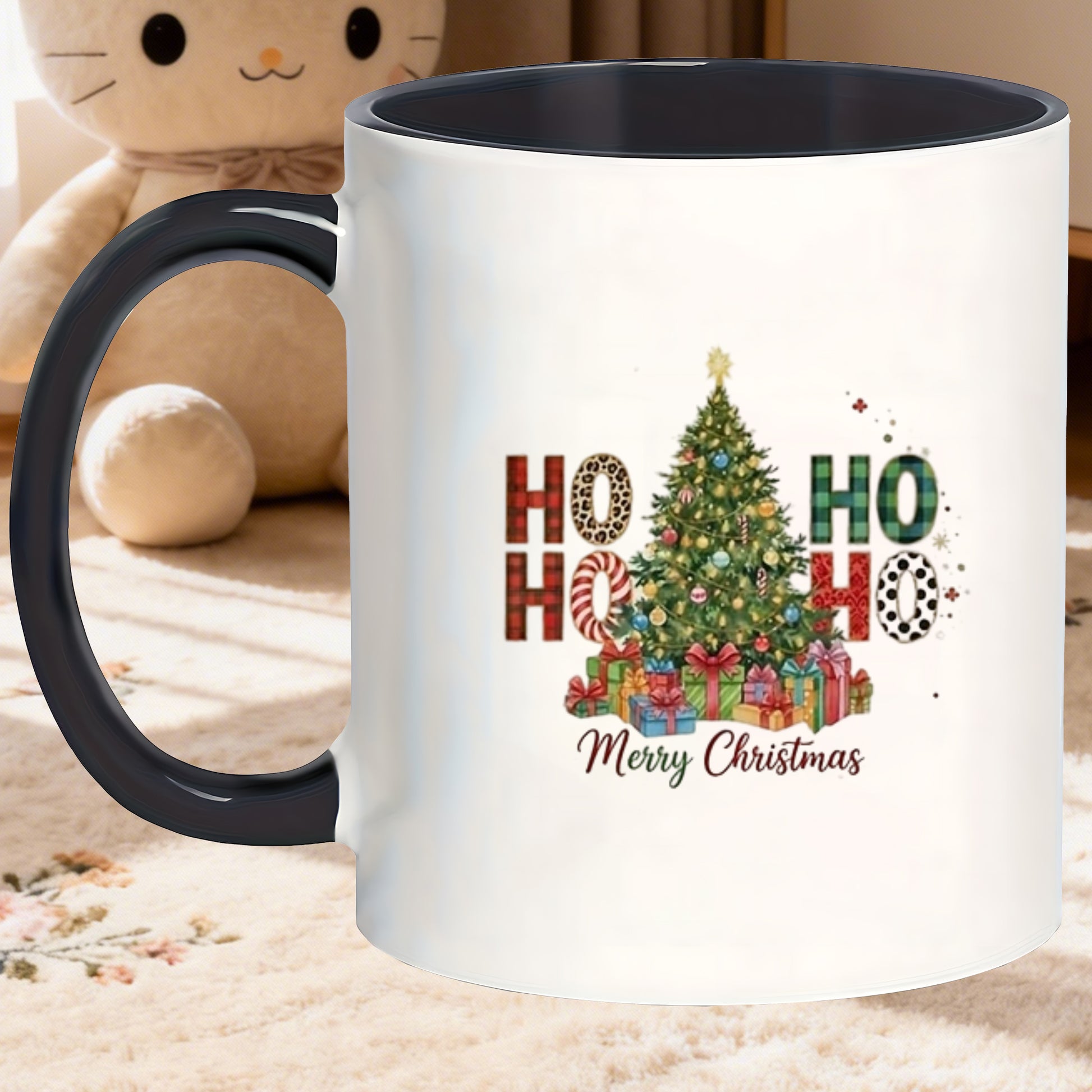 Tailorly Black Accent 11 oz Mug - christmas tree