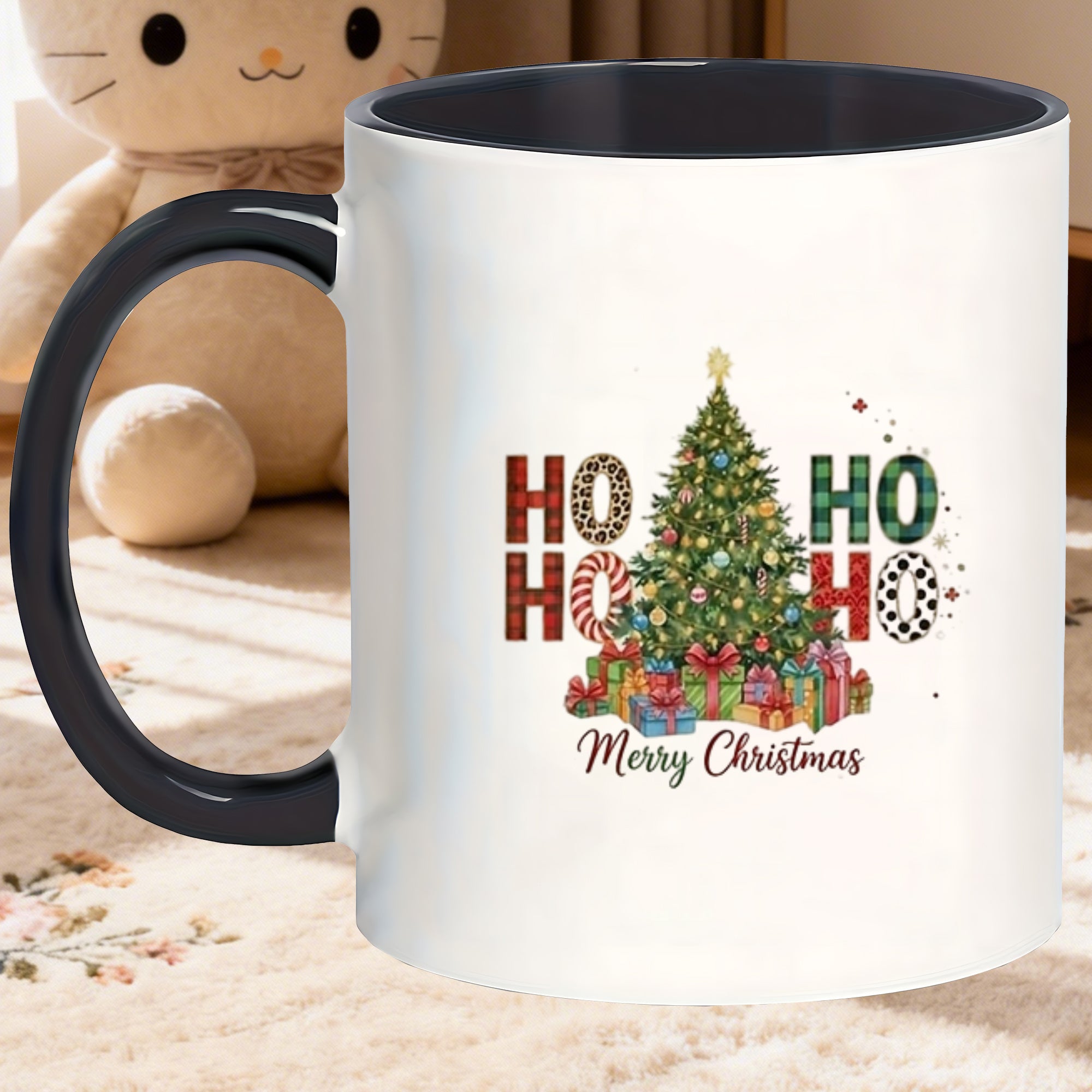Tailorly Black Accent 11 oz Mug - christmas tree