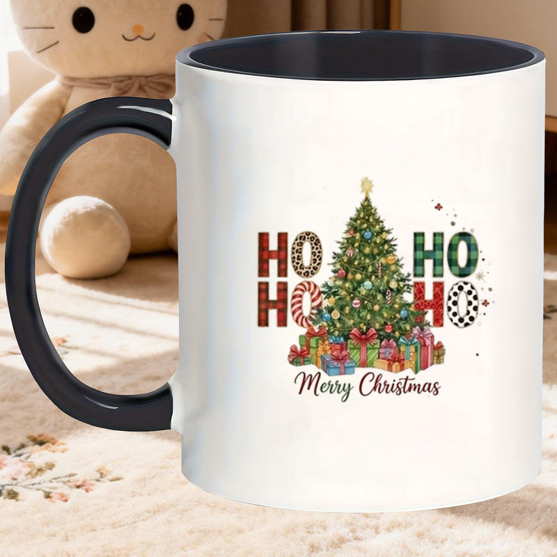 Tailorly Black Accent 11 oz Mug - christmas tree