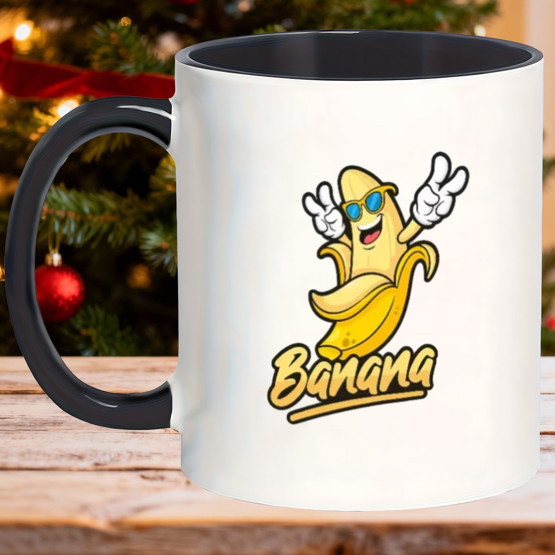 Tailorly Black Accent 11 oz Mug - banana