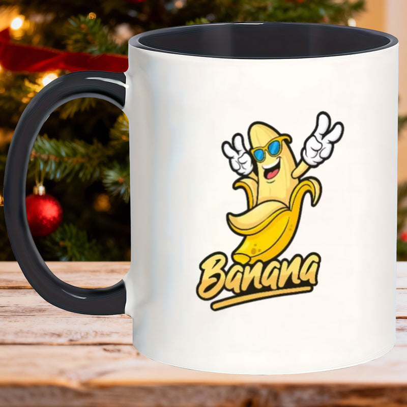 Tailorly Black Accent 11 oz Mug - banana