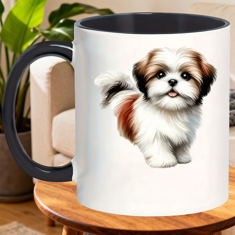 Tailorly Black Accent 11 oz Mug - shih tzu dog