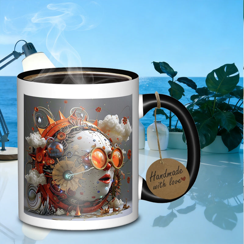 Tailorly Black Accent 11 oz Mug - surreal steampunk portrait sculpture