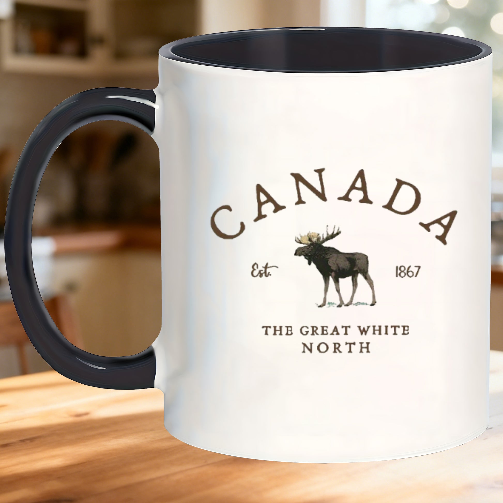 Tailorly Black Accent 11 oz Mug - leaf design