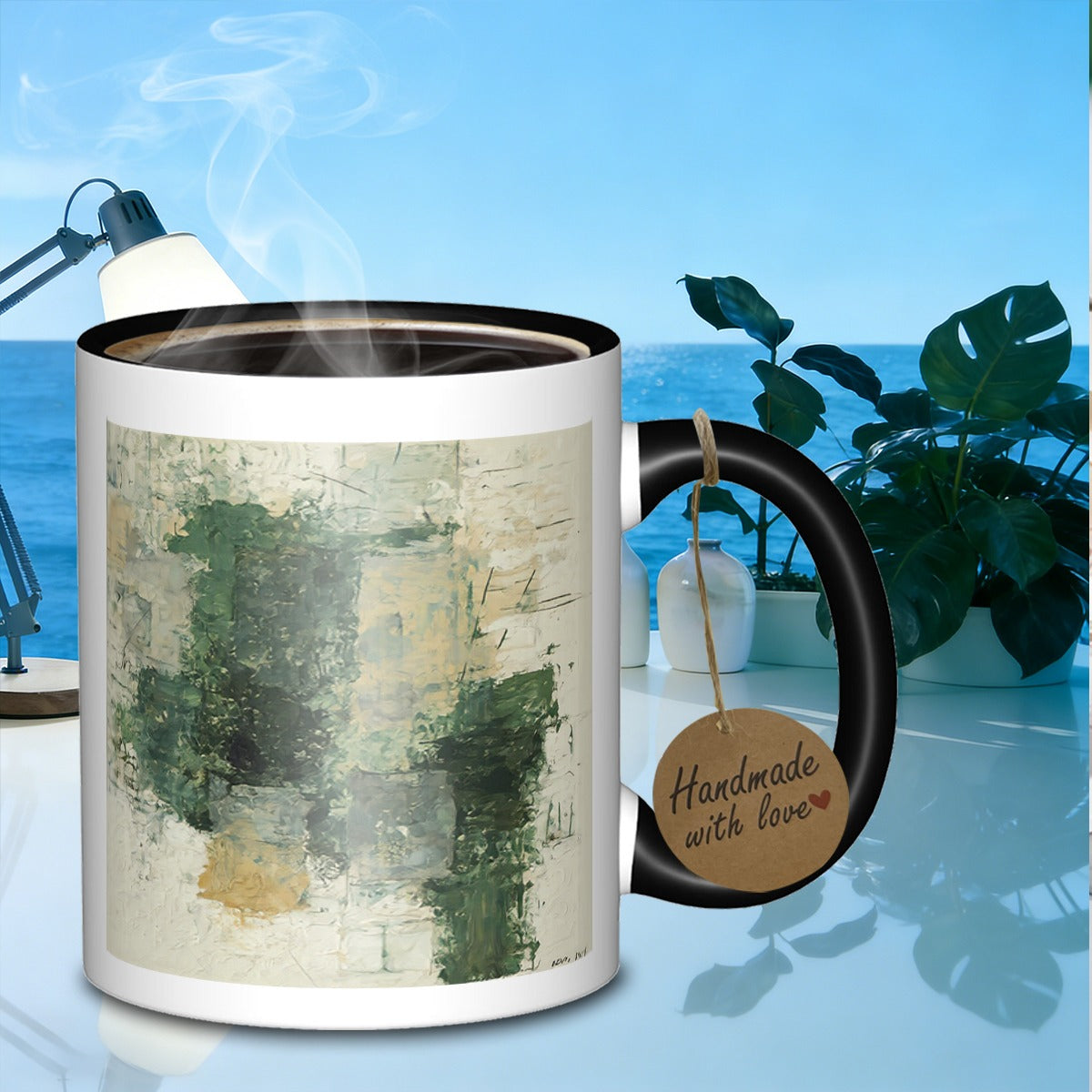 Tailorly Black Accent 11 oz Mug - granite everyday green hue