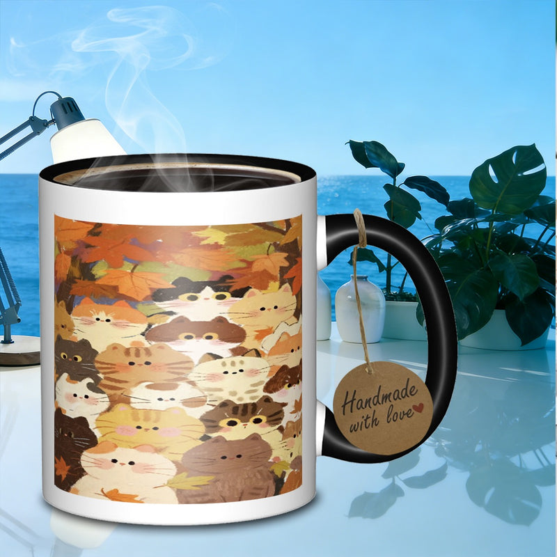 Tailorly Black Accent 11 oz Mug - autumn cats