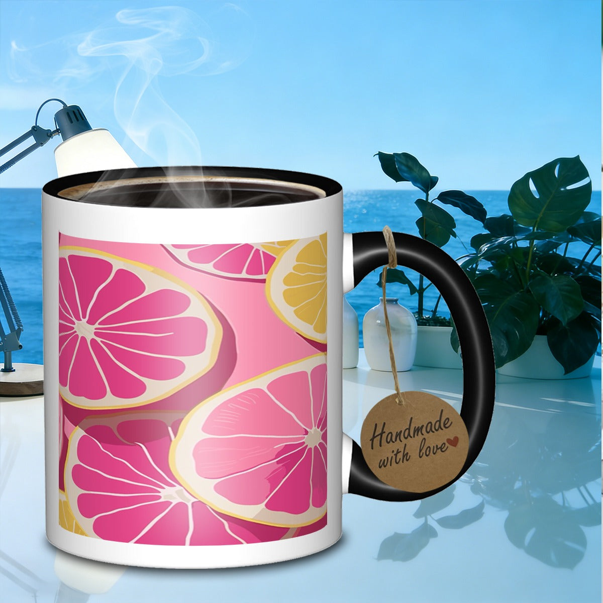 Tailorly Black Accent 11 oz Mug - sliced citrus fruits