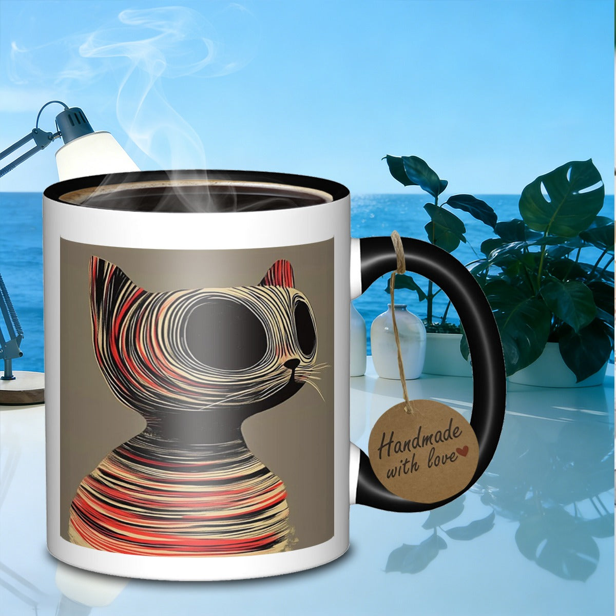 Tailorly Black Accent 11 oz Mug - feline portraitdesign
