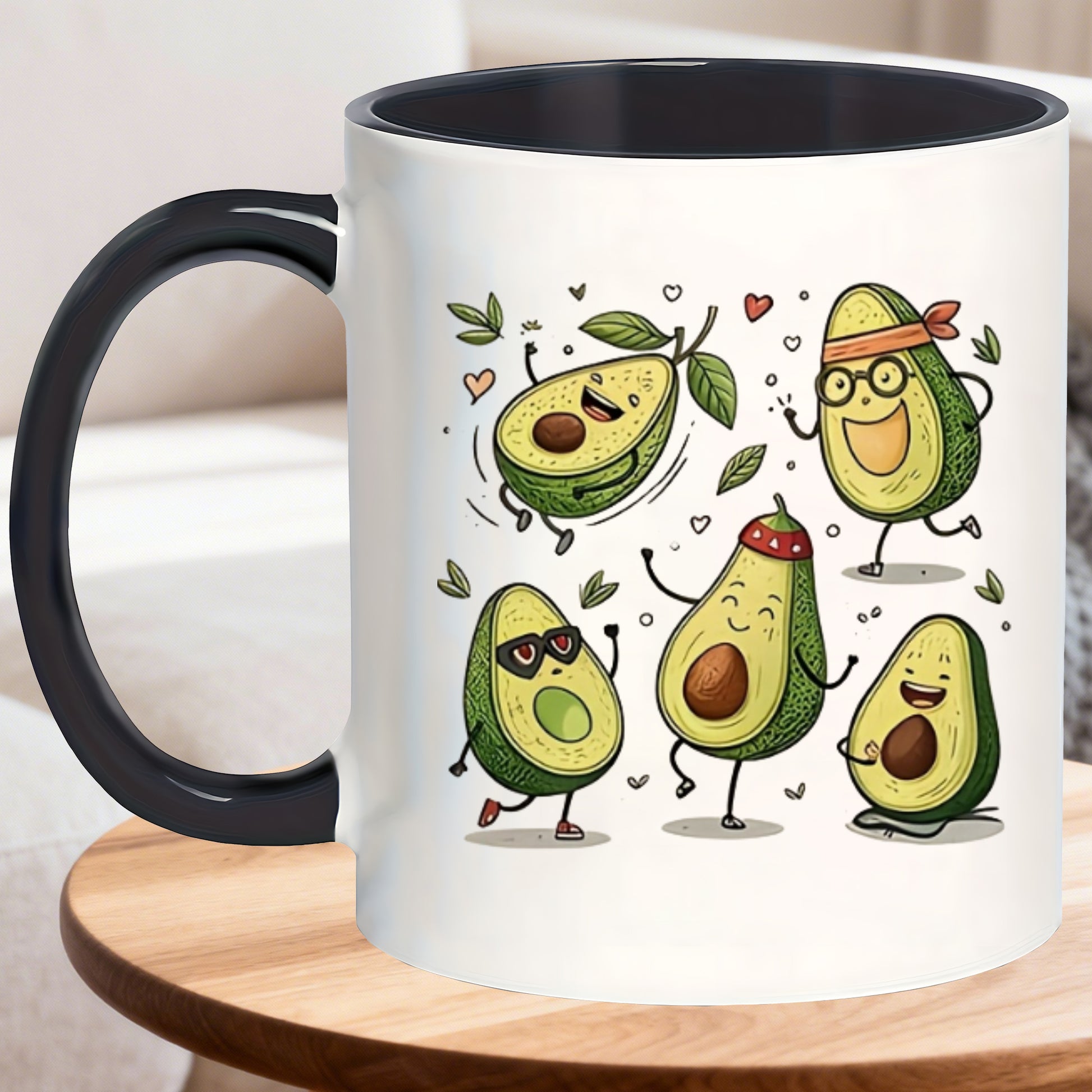 Tailorly Black Accent 11 oz Mug - avocado art