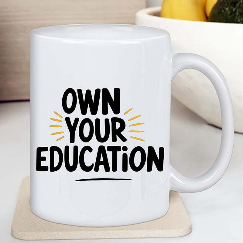 Tailorly White Ceramic 11 oz Mug - 1pc thoughtful present for couples fashionable and fun daily ceramic mug with pattern printing hand wash only perfect