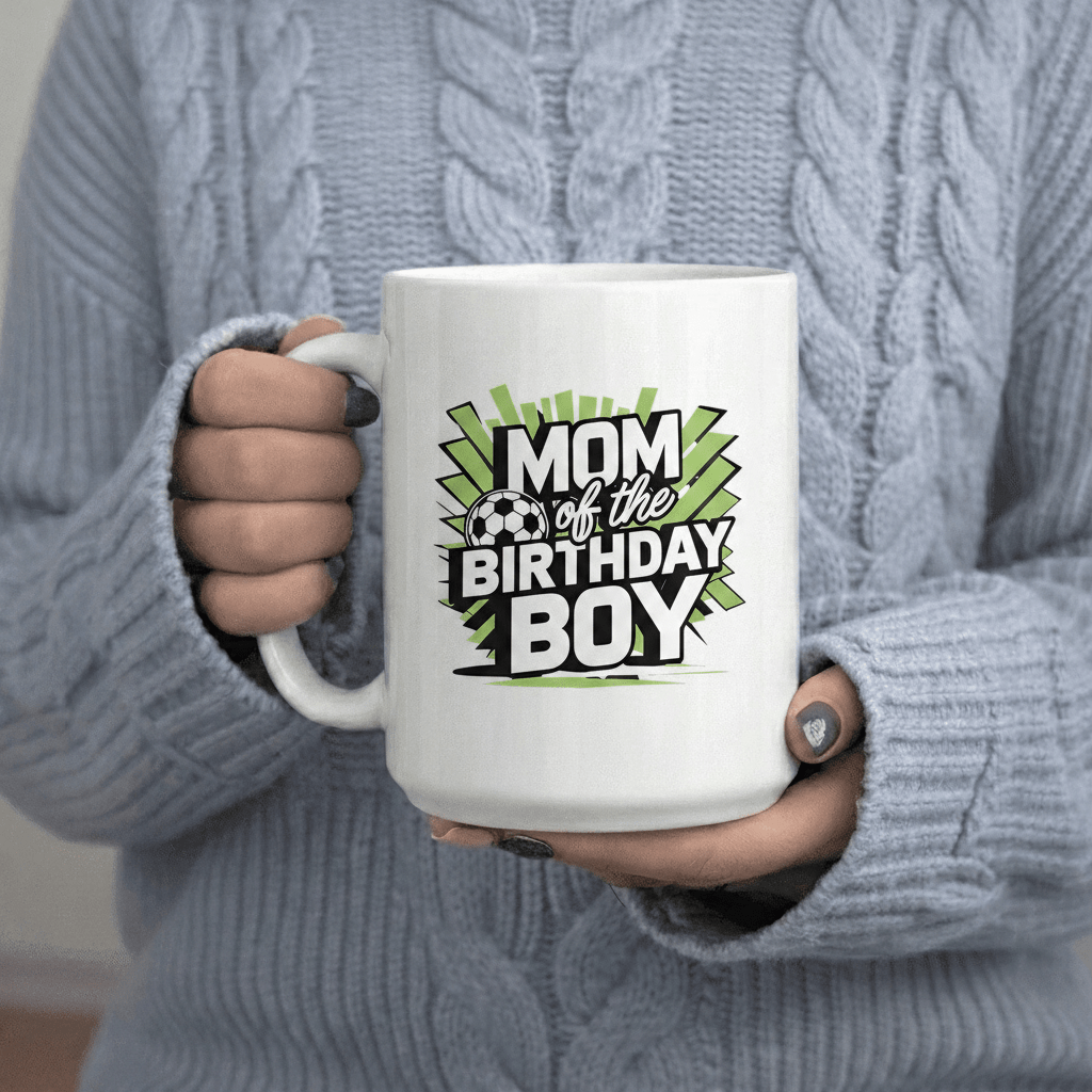 Tailorly White Ceramic 11 oz Mug - Mom of The Birthday