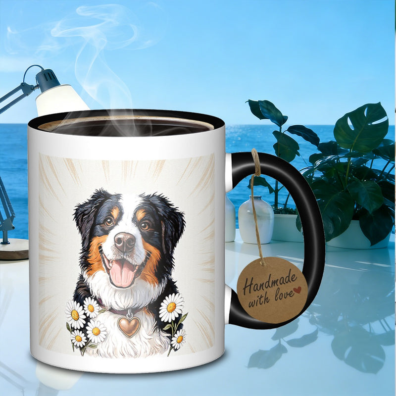 Tailorly Black Accent 11 oz Mug - daisies