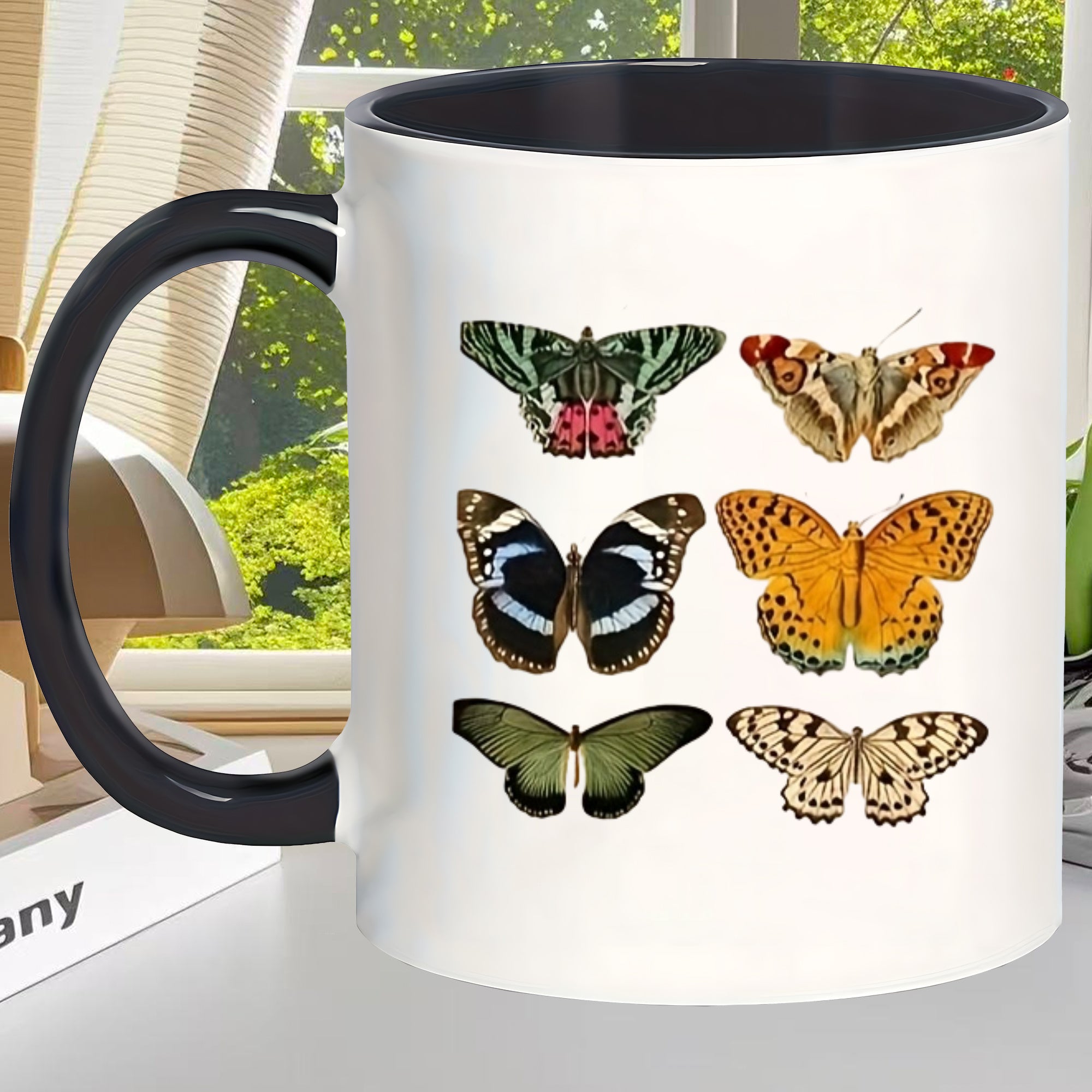 Tailorly Black Accent 11 oz Mug - whimsical charm mug vintage moth mugs ideal birthday gift_8e62154be5ea45139da00e31e896d2a0