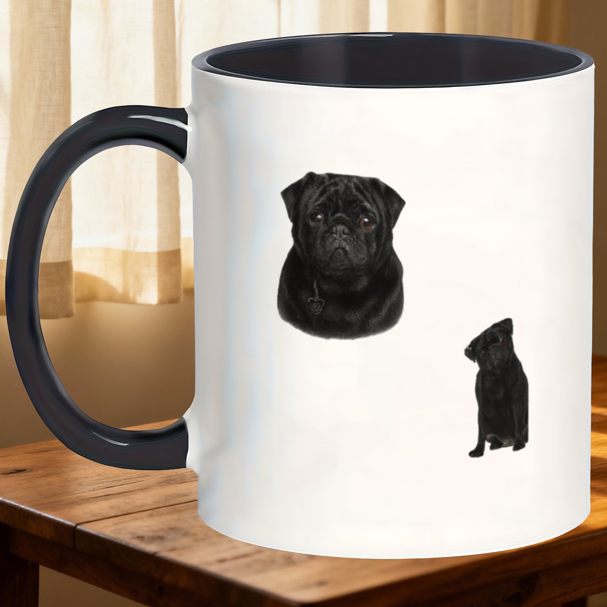 Tailorly Black Accent 11 oz Mug - pug design