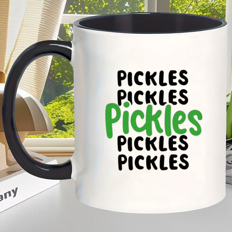 Tailorly Black Accent 11 oz Mug - pickle print