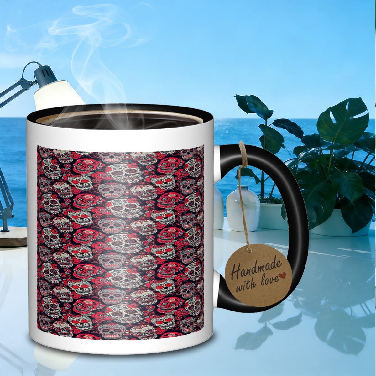 Tailorly Black Accent 11 oz Mug - sugar skull