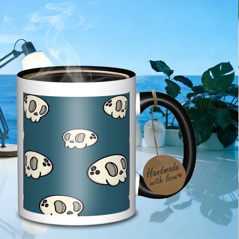 Tailorly Black Accent 11 oz Mug - cartoon skull pattern
