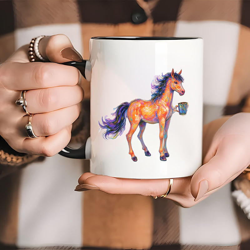 Tailorly Black Accent 11 oz Mug - whimsical unicorn rainbow