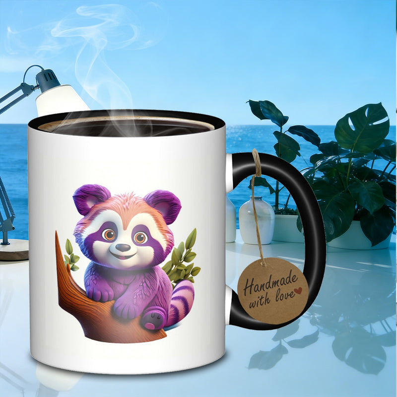 Tailorly Black Accent 11 oz Mug - cute raccoon character
