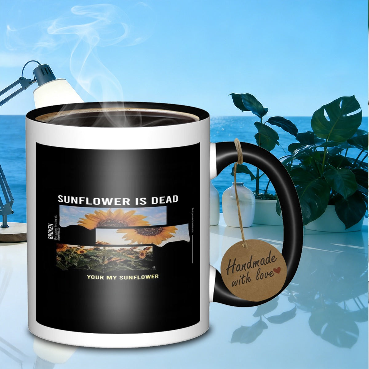 Tailorly Black Accent 11 oz Mug - sunflower floral images