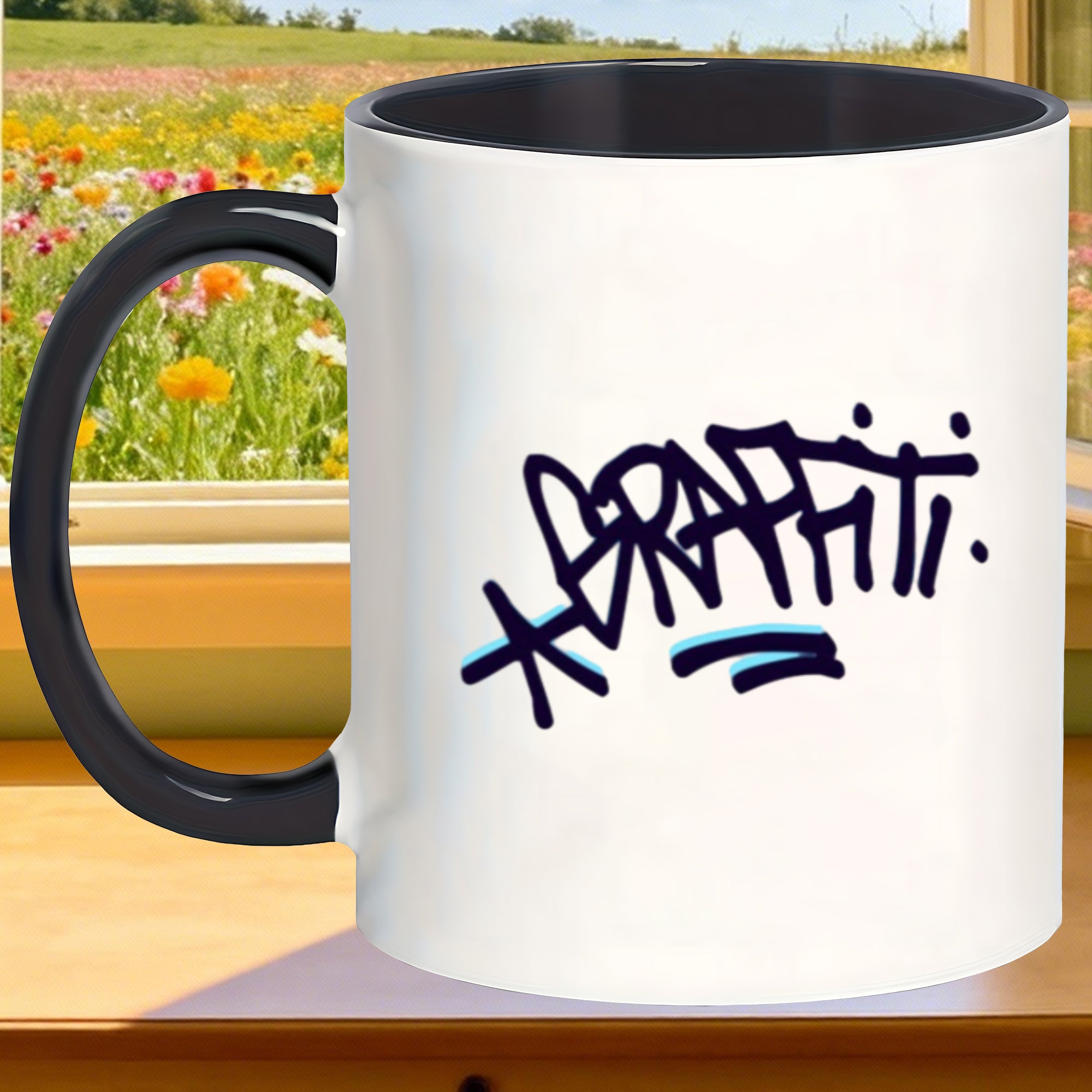 Tailorly Black Accent 11 oz Mug - stylish mugs with that are resistant to scratches serving herbal tea lemonade parties and soup at