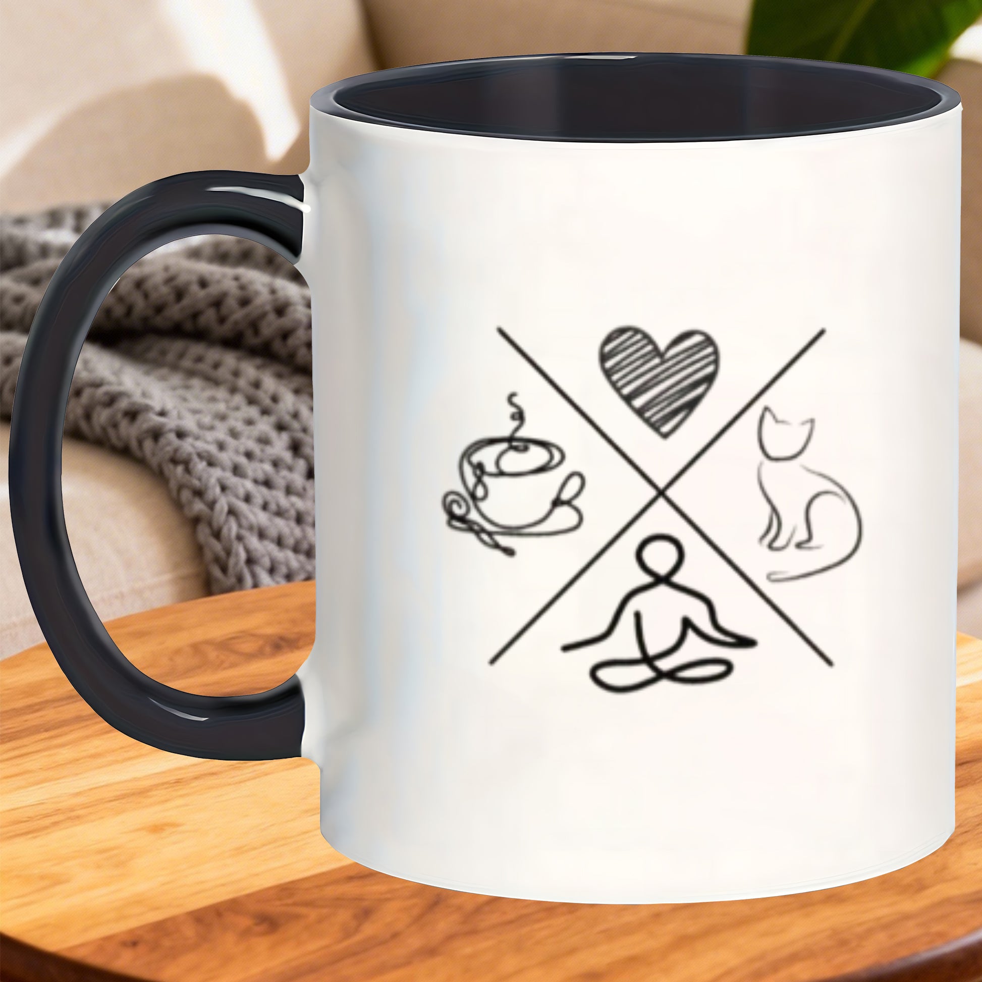 Tailorly Black Accent 11 oz Mug - mugs that are reusable and bpa hot beverages all i is and a cat ideal for iced pool lattes on and at