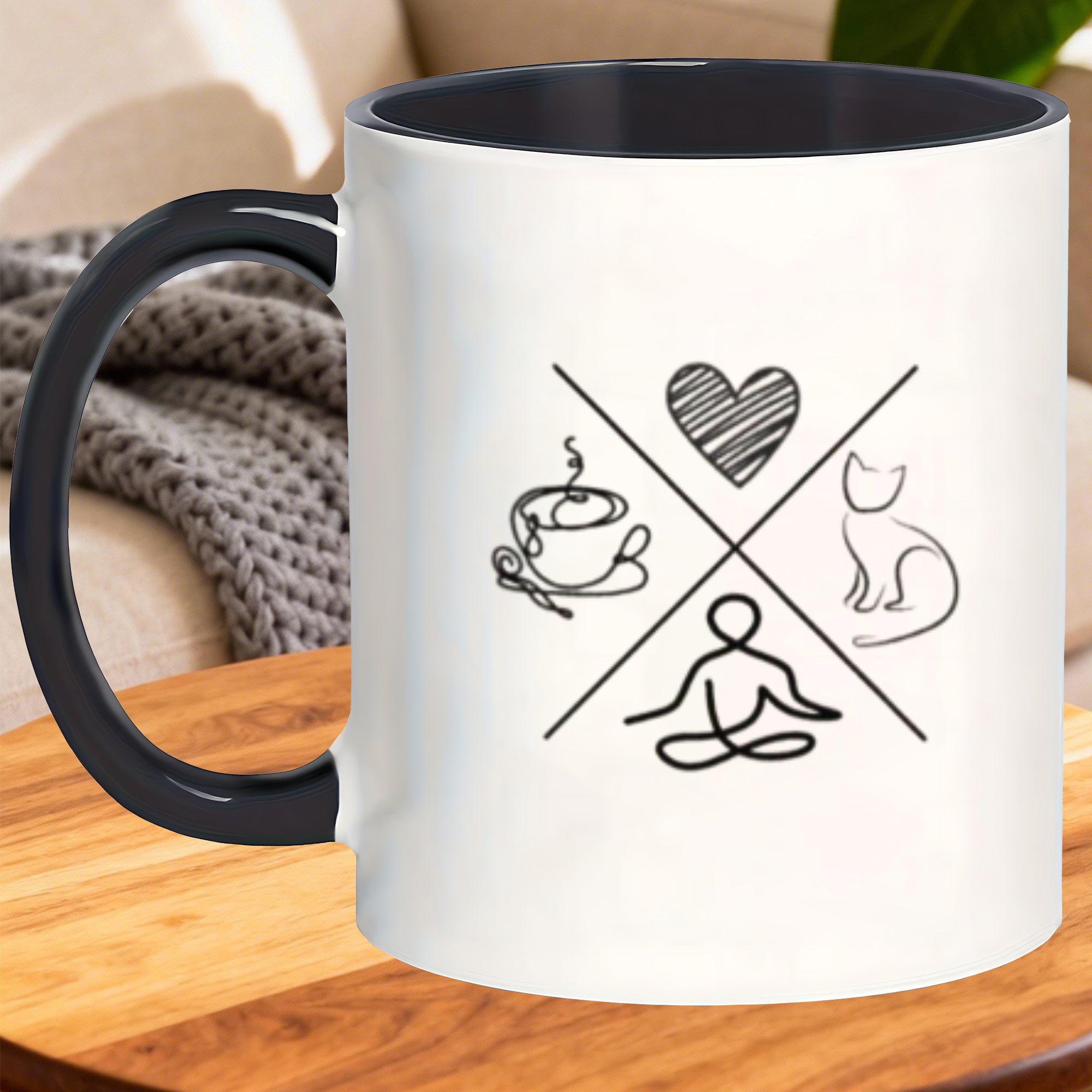 Tailorly Black Accent 11 oz Mug - mugs that are reusable and bpa hot beverages all i is and a cat ideal for iced pool lattes on and at