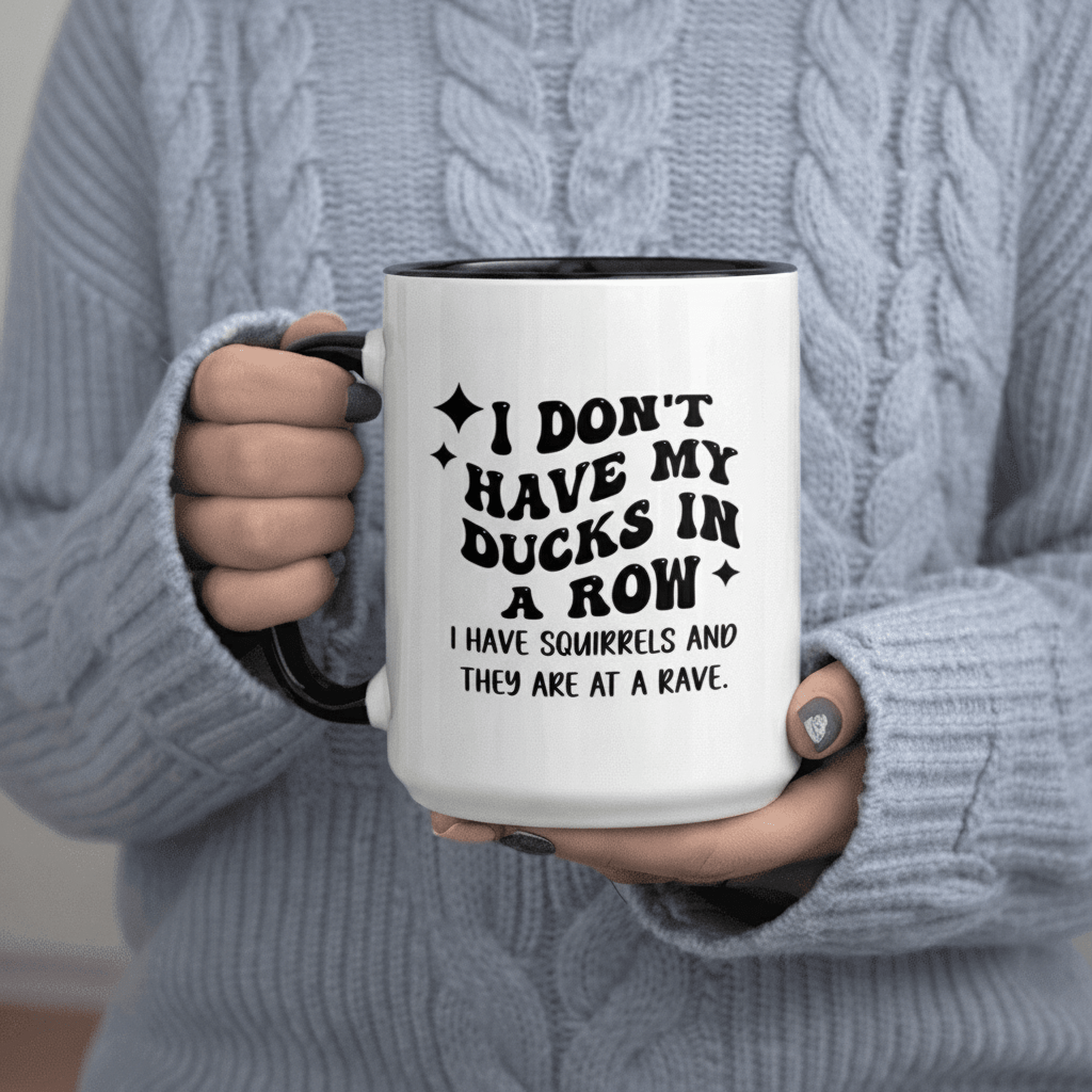 Tailorly Black Accent 11 oz Mug - I Have Squirrels And Are at A Rave