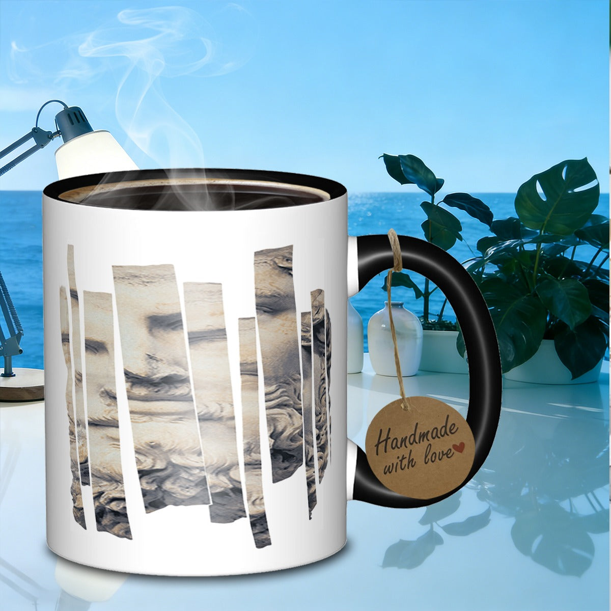 Tailorly Black Accent 11 oz Mug - fragmented marble sculpturerefined office mug galaxy coffee mug suitable for daily work outdoor trips travel and