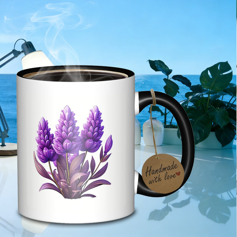 Tailorly Black Accent 11 oz Mug - purple hyacinth bouquet